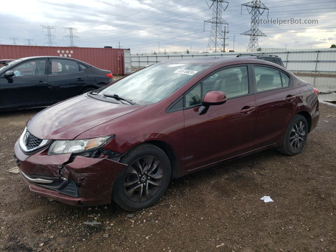 2013 Honda Civic Lx Burgundy vin: 19XFB2F54DE007775