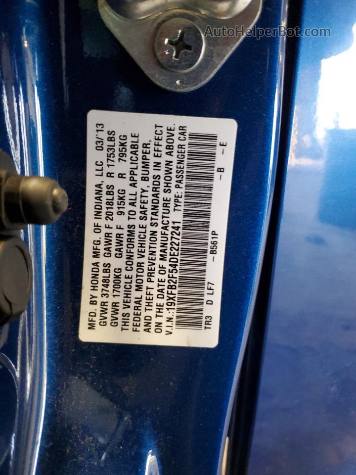 2013 Honda Civic Lx Blue vin: 19XFB2F54DE227241