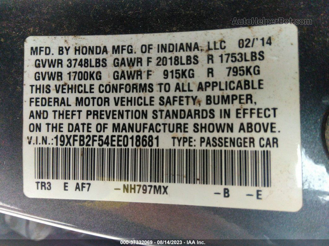 2014 Honda Civic Sedan Lx Gray vin: 19XFB2F54EE018681
