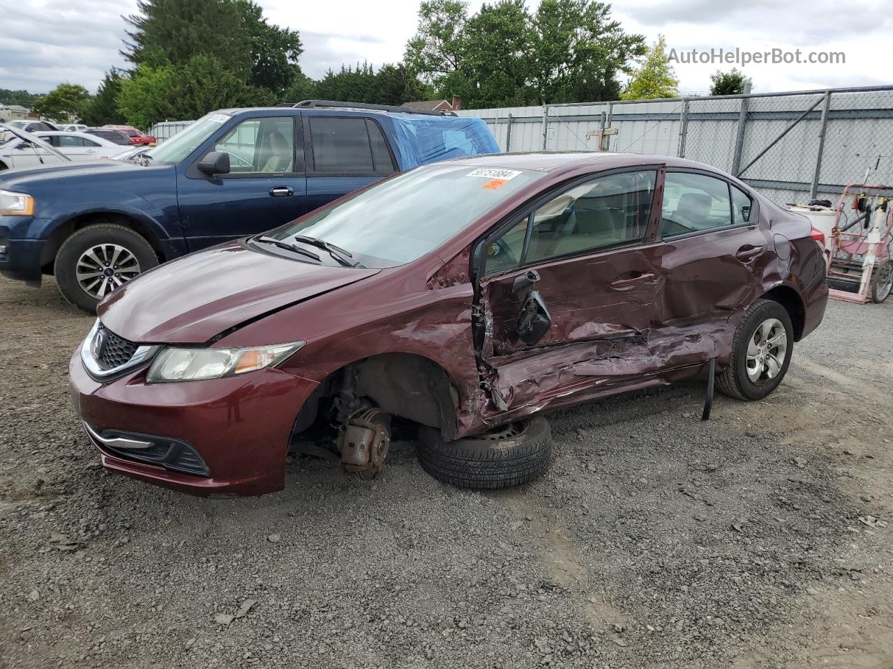 2014 Honda Civic Lx Burgundy vin: 19XFB2F54EE234515