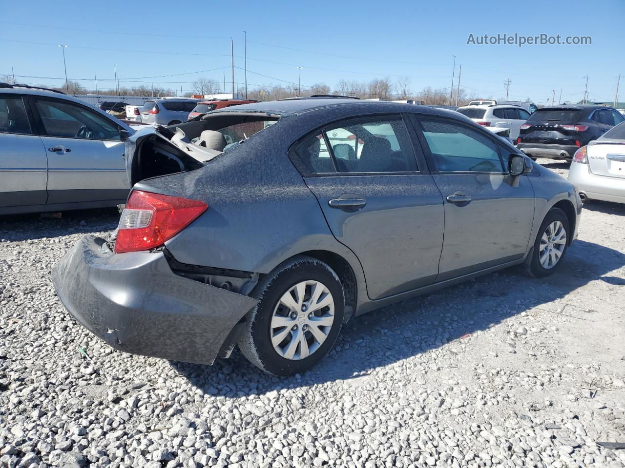 2012 Honda Civic Lx Gray vin: 19XFB2F55CE001398