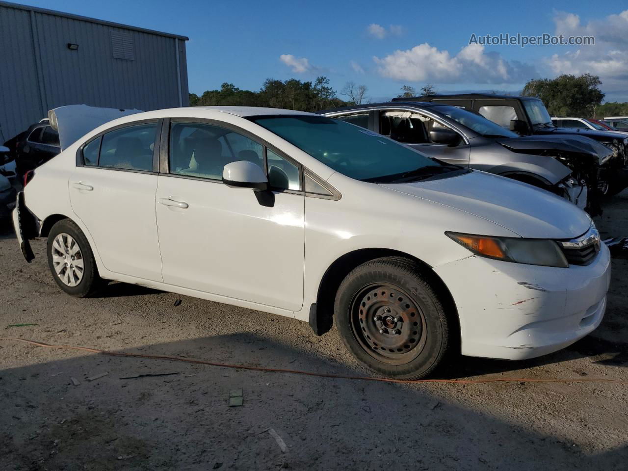 2012 Honda Civic Lx White vin: 19XFB2F55CE021795