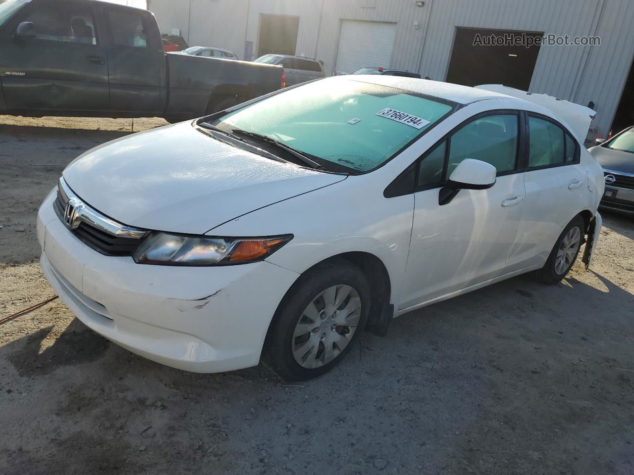 2012 Honda Civic Lx White vin: 19XFB2F55CE021795