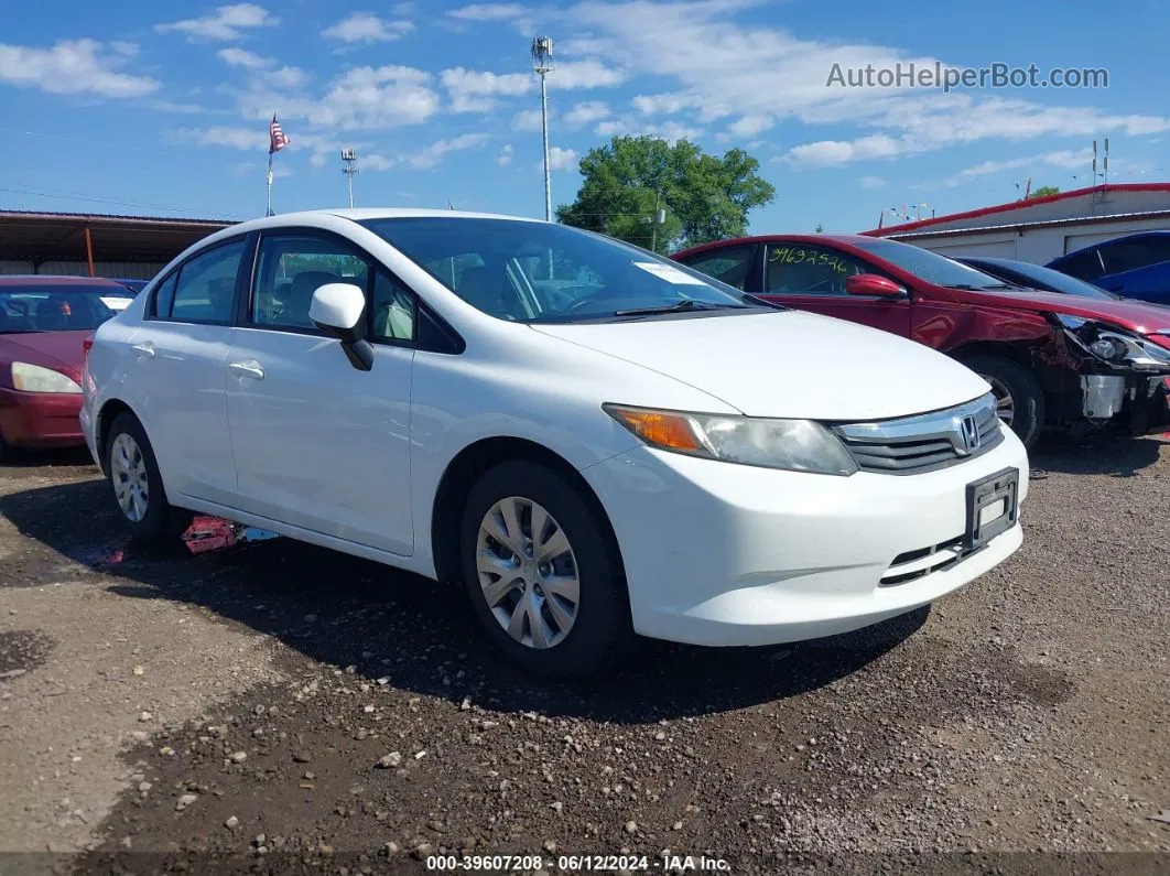 2012 Honda Civic Lx White vin: 19XFB2F55CE059754