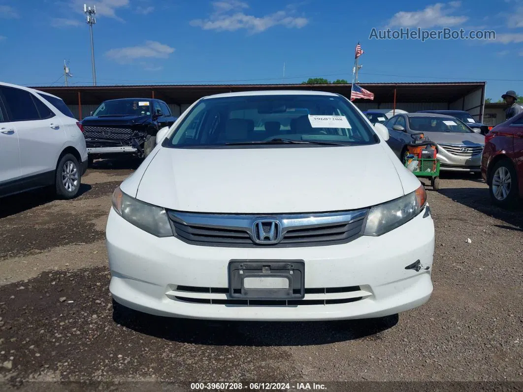 2012 Honda Civic Lx White vin: 19XFB2F55CE059754