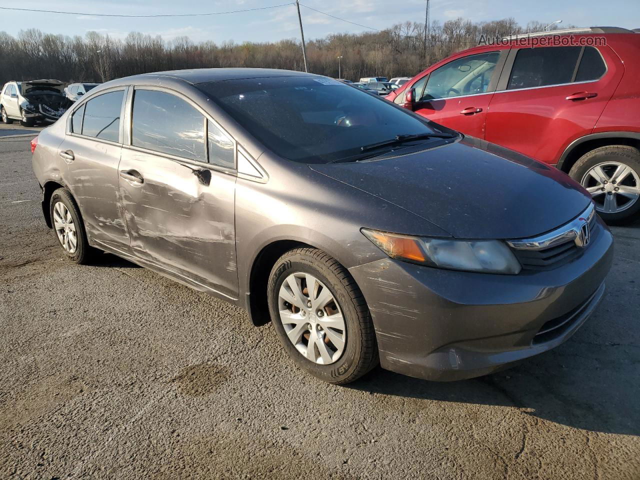 2012 Honda Civic Lx Gray vin: 19XFB2F55CE074089