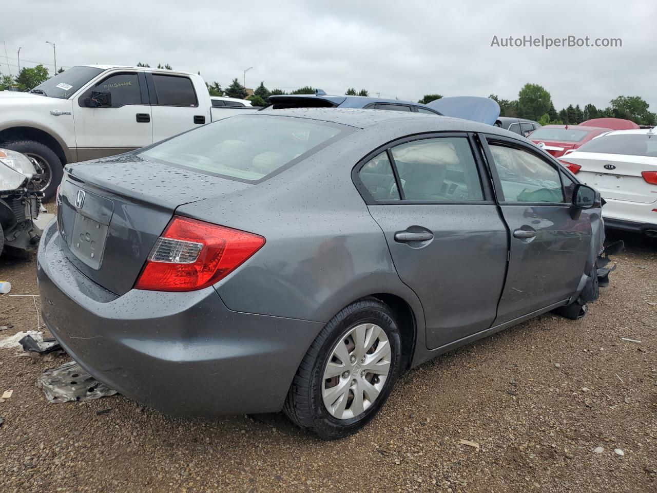 2012 Honda Civic Lx Gray vin: 19XFB2F55CE091636