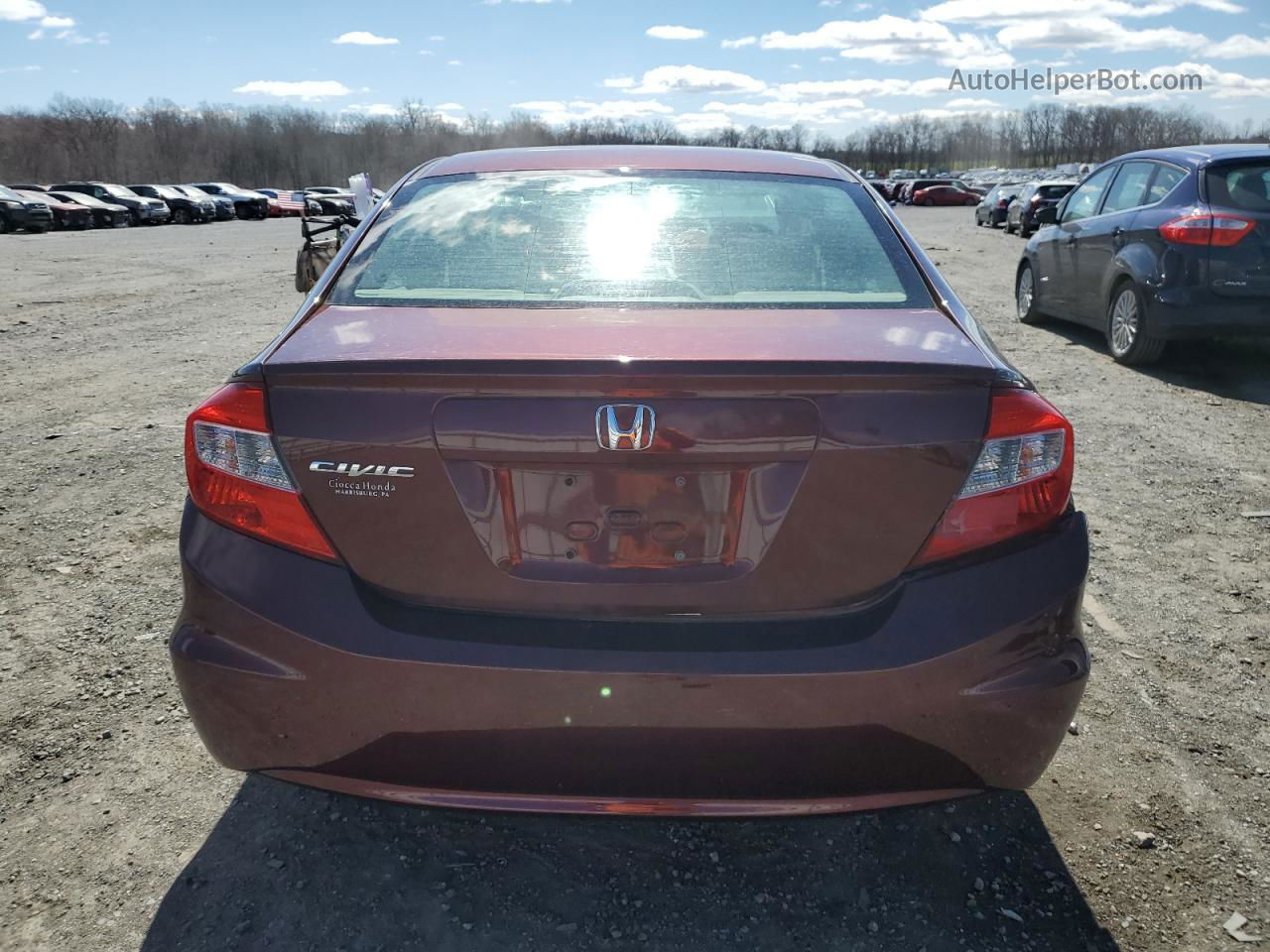 2012 Honda Civic Lx Burgundy vin: 19XFB2F55CE337150