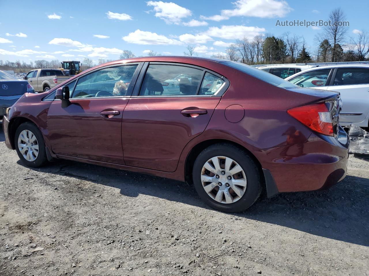 2012 Honda Civic Lx Burgundy vin: 19XFB2F55CE337150