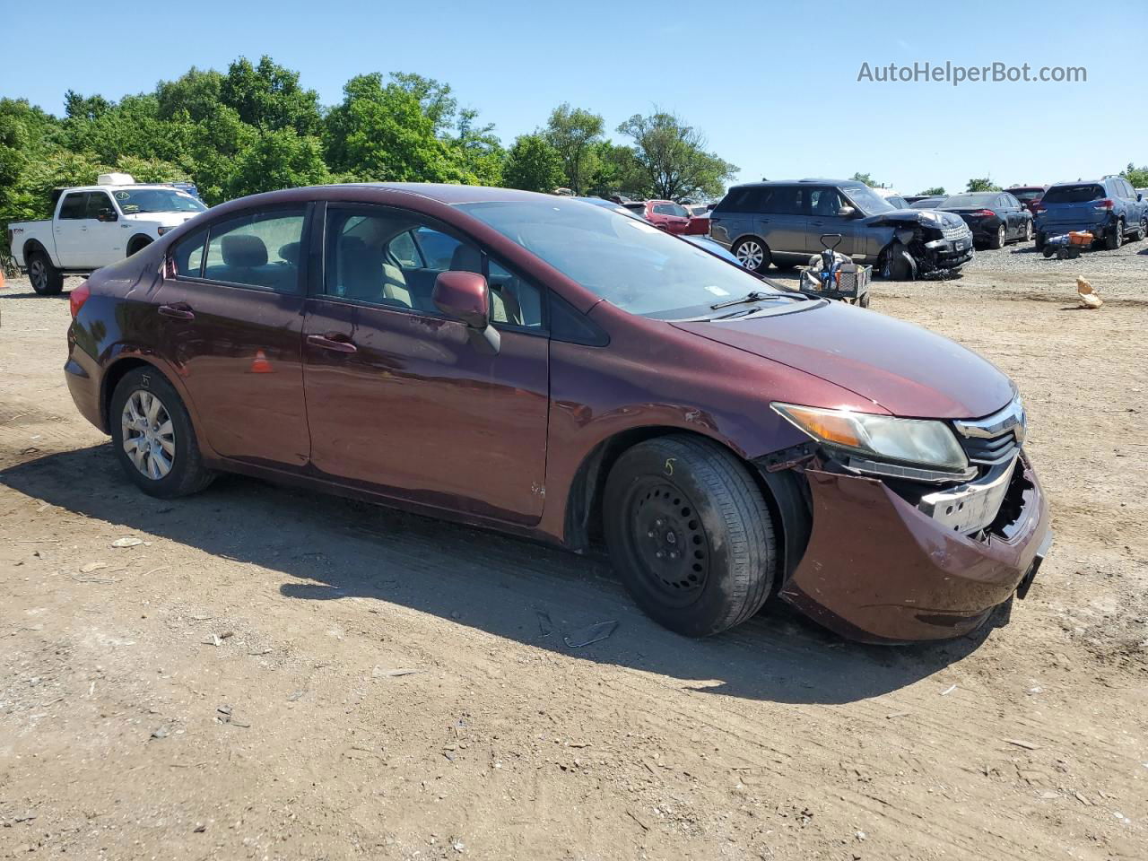 2012 Honda Civic Lx Burgundy vin: 19XFB2F55CE364140