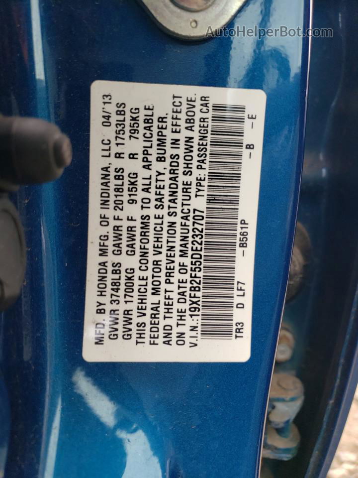 2013 Honda Civic Lx Blue vin: 19XFB2F55DE232707