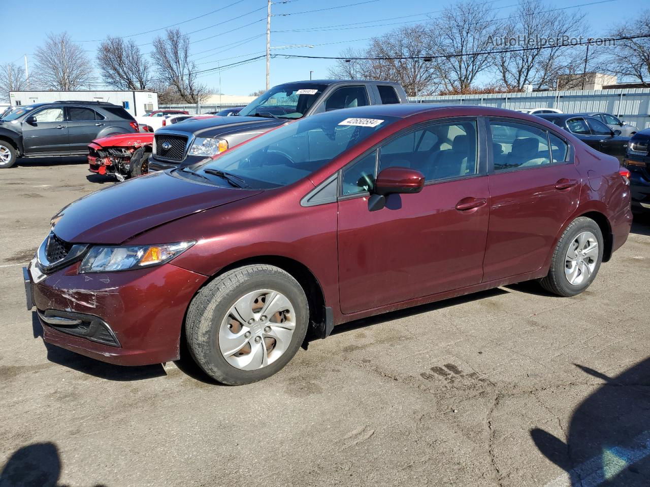 2014 Honda Civic Lx Red vin: 19XFB2F55EE025946