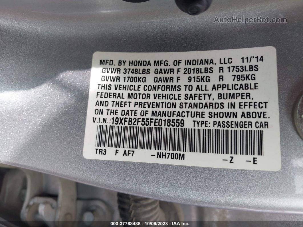 2015 Honda Civic Lx Silver vin: 19XFB2F55FE018559