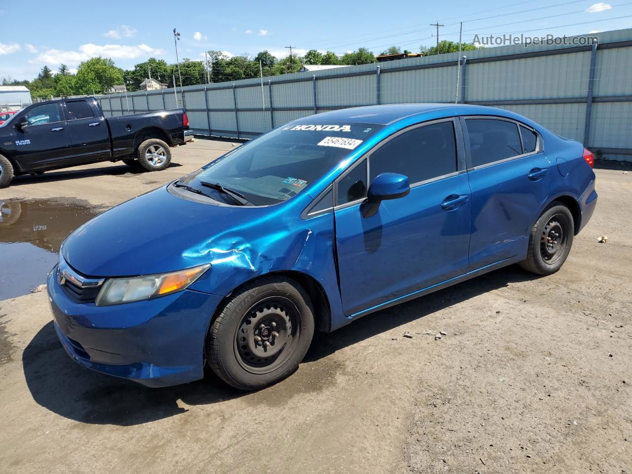 2012 Honda Civic Lx Blue vin: 19XFB2F56CE322768