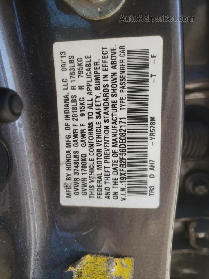 2013 Honda Civic Lx Gray vin: 19XFB2F56DE082171