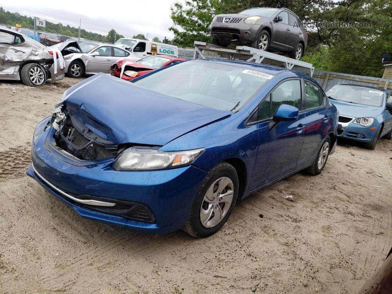 2013 Honda Civic Lx Blue vin: 19XFB2F56DE222154