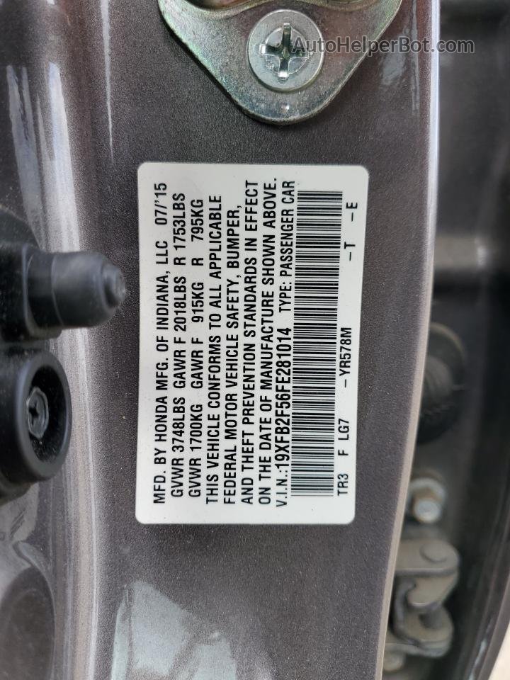 2015 Honda Civic Lx Gray vin: 19XFB2F56FE281014