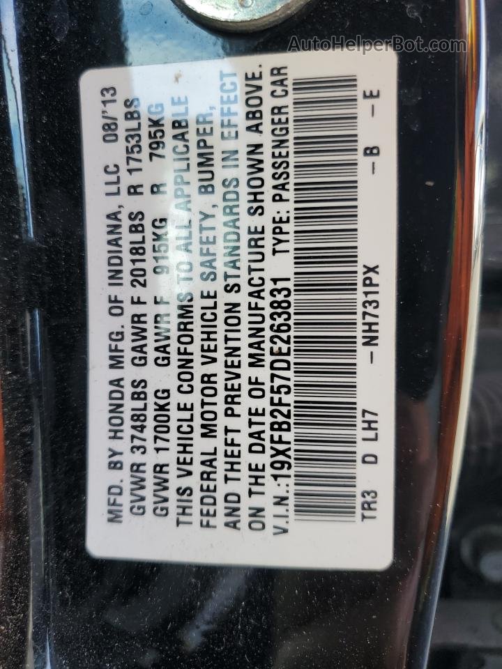 2013 Honda Civic Lx Black vin: 19XFB2F57DE263831