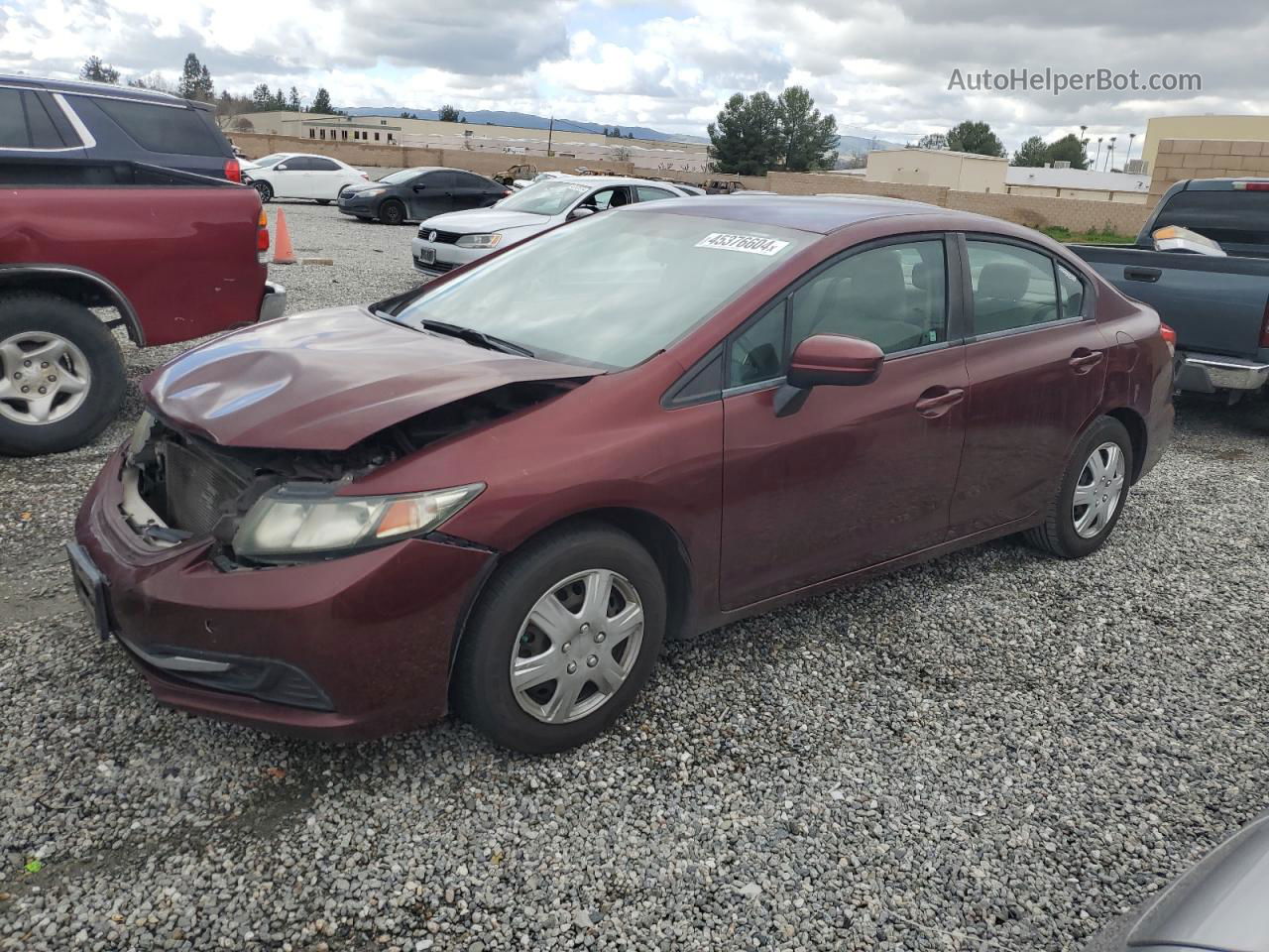 2014 Honda Civic Lx Burgundy vin: 19XFB2F57EE268898