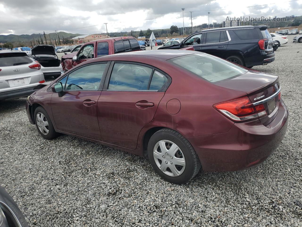 2014 Honda Civic Lx Burgundy vin: 19XFB2F57EE268898