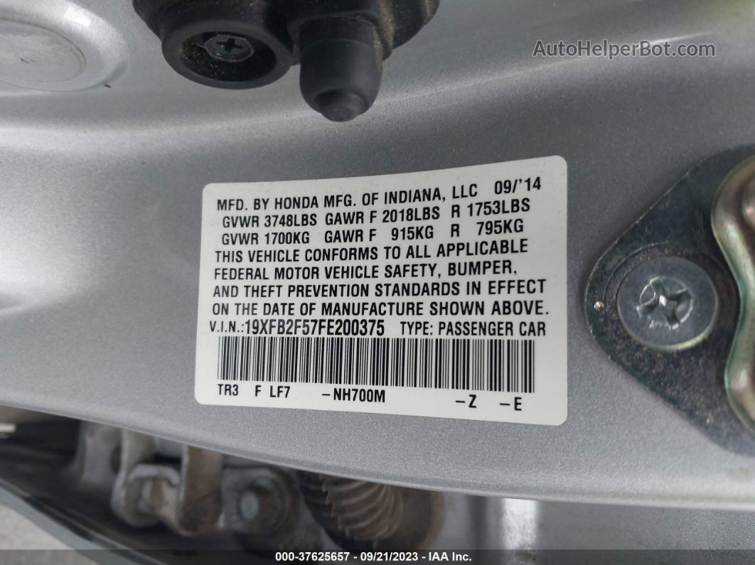 2015 Honda Civic Lx Silver vin: 19XFB2F57FE200375