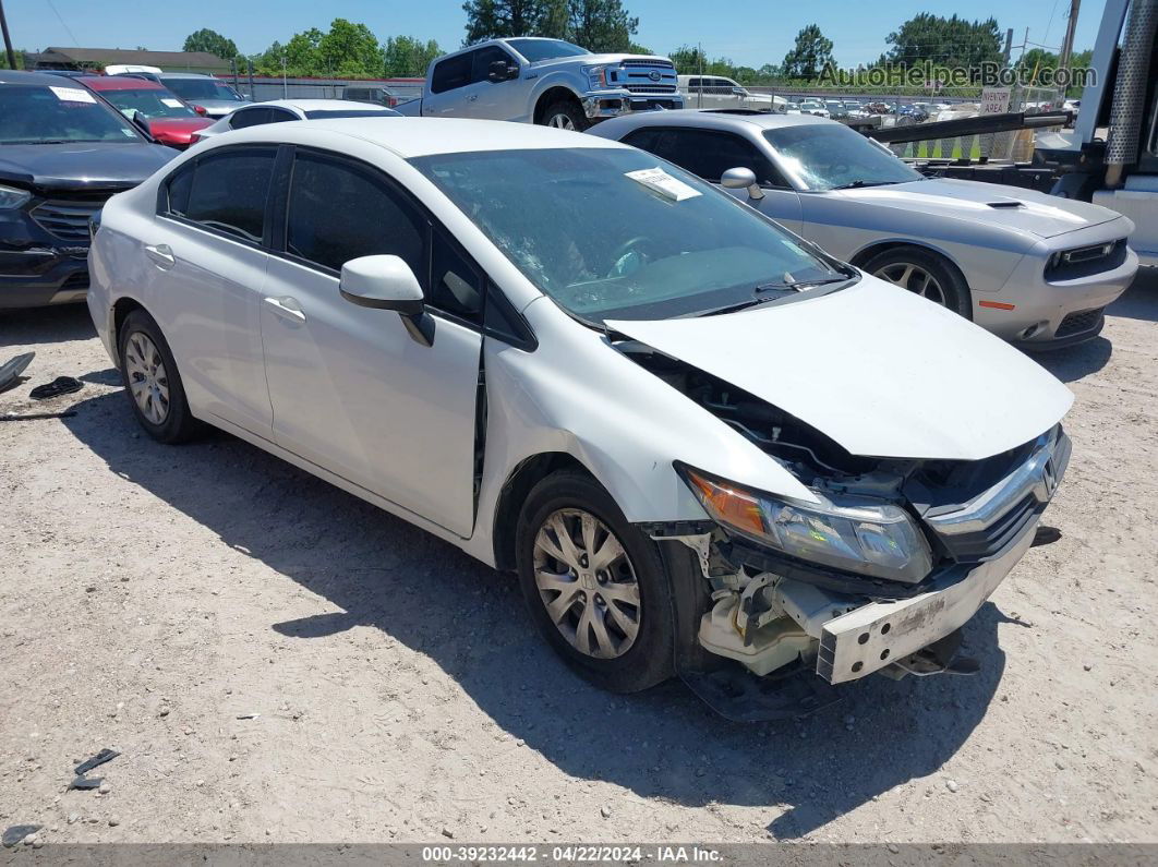 2012 Honda Civic Lx White vin: 19XFB2F58CE081683