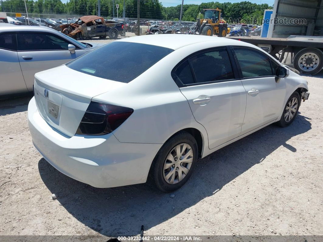 2012 Honda Civic Lx White vin: 19XFB2F58CE081683