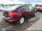 2012 Honda Civic Lx Burgundy vin: 19XFB2F58CE093025