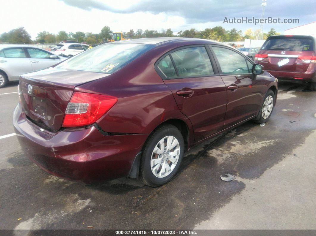 2012 Honda Civic Lx Burgundy vin: 19XFB2F58CE093025