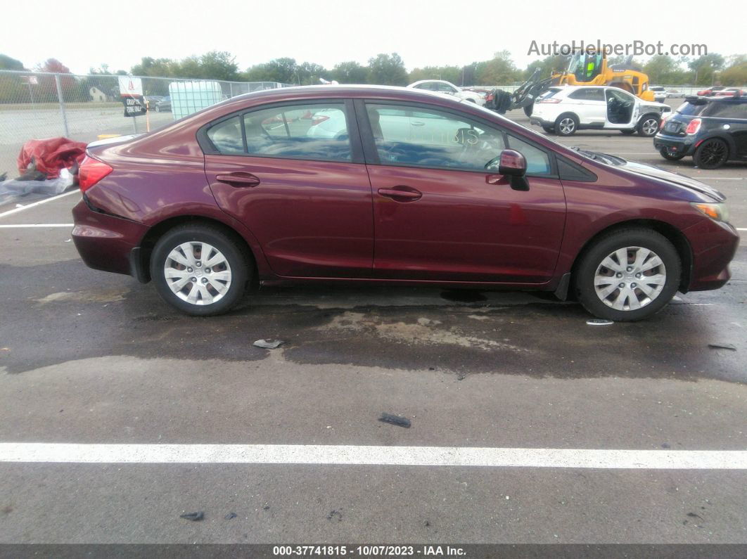 2012 Honda Civic Lx Burgundy vin: 19XFB2F58CE093025