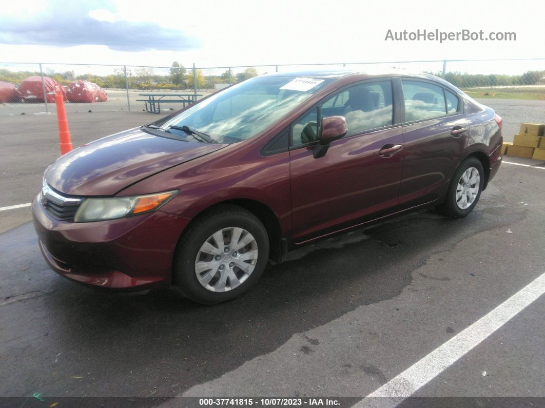 2012 Honda Civic Lx Burgundy vin: 19XFB2F58CE093025