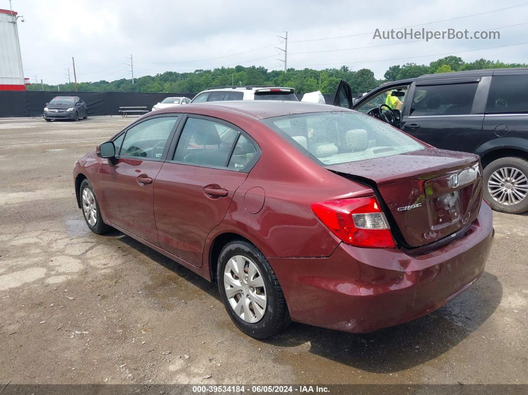 2012 Honda Civic Lx Темно-бордовый vin: 19XFB2F58CE365556