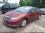 2012 Honda Civic Lx Maroon vin: 19XFB2F58CE365556