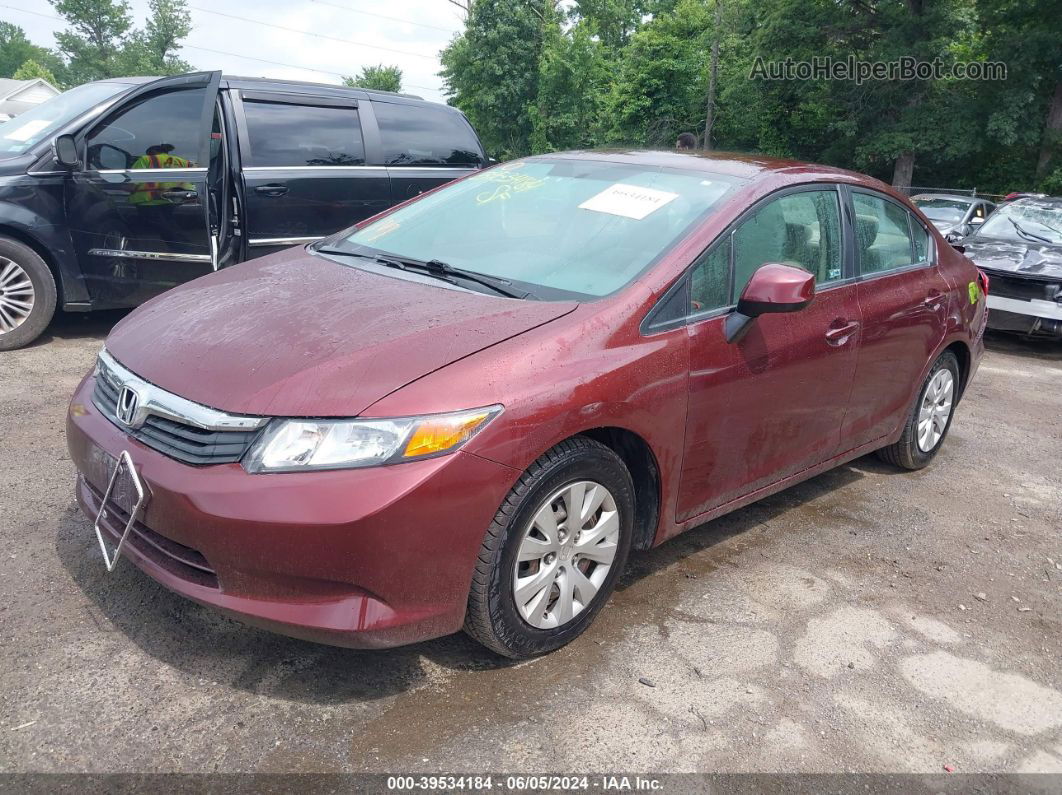 2012 Honda Civic Lx Темно-бордовый vin: 19XFB2F58CE365556