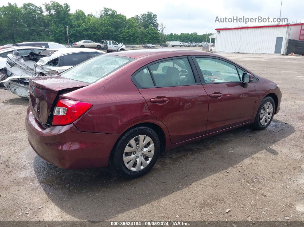 2012 Honda Civic Lx Maroon vin: 19XFB2F58CE365556