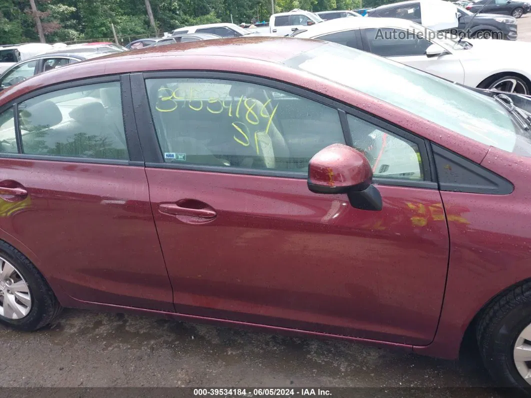 2012 Honda Civic Lx Maroon vin: 19XFB2F58CE365556