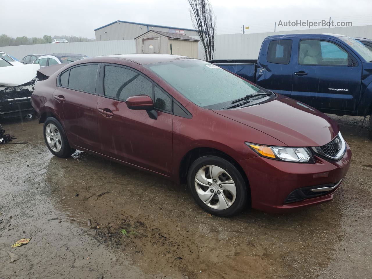 2014 Honda Civic Lx Burgundy vin: 19XFB2F58EE023785