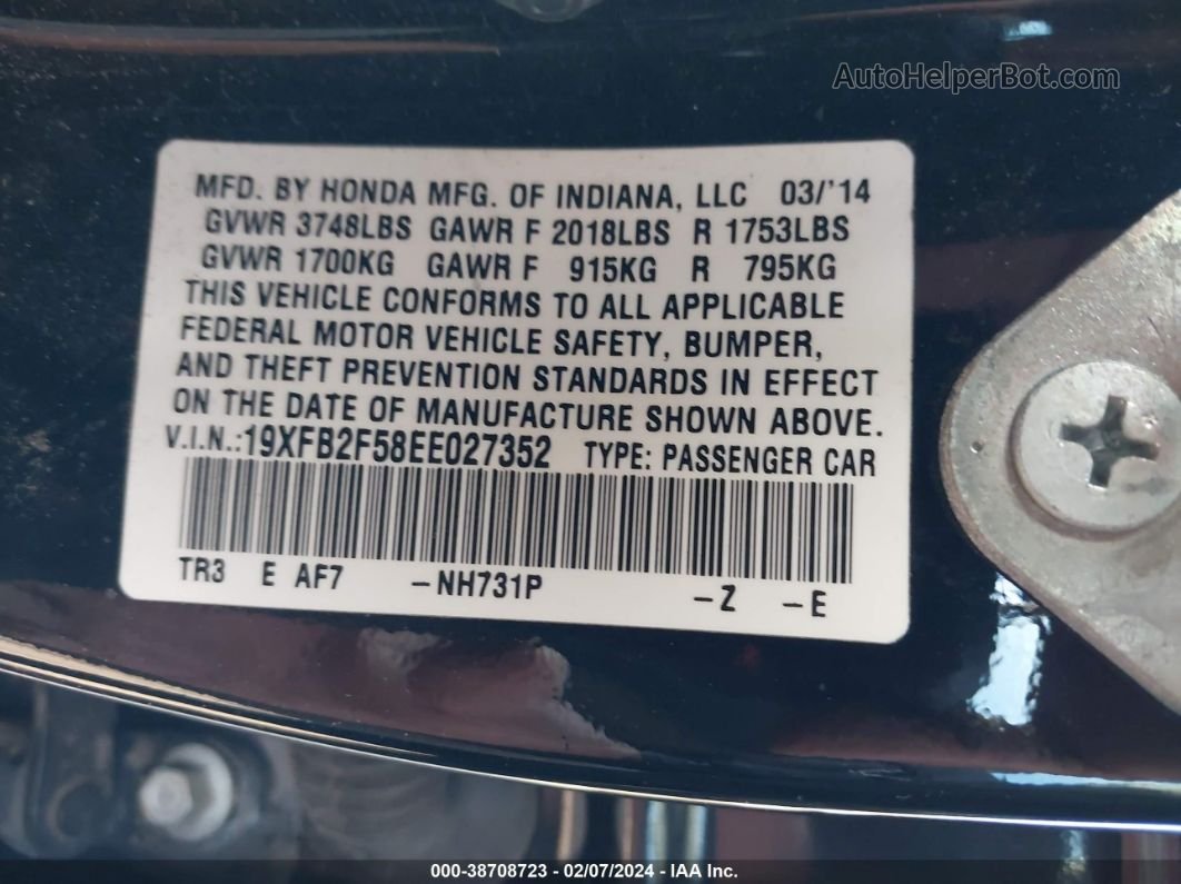 2014 Honda Civic Lx Черный vin: 19XFB2F58EE027352