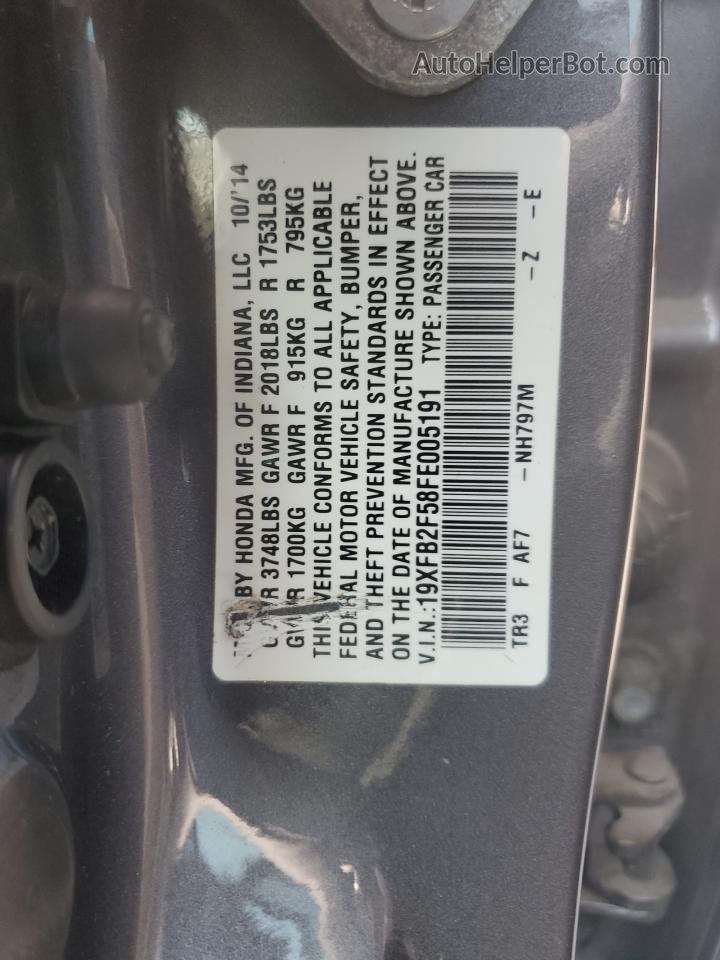 2015 Honda Civic Lx Gray vin: 19XFB2F58FE005191