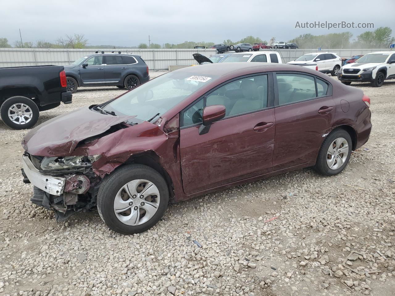 2015 Honda Civic Lx Burgundy vin: 19XFB2F58FE110829