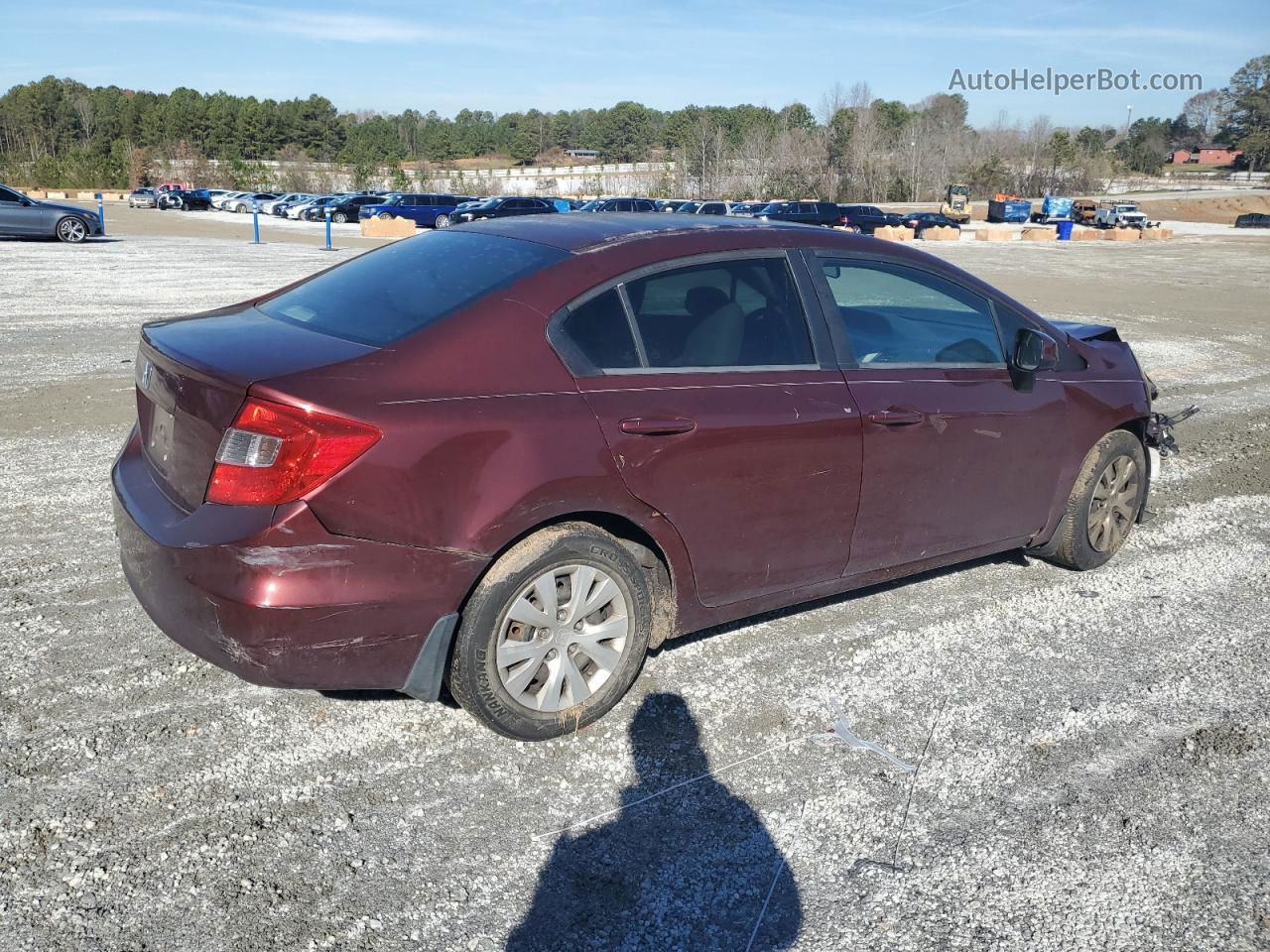 2012 Honda Civic Lx Burgundy vin: 19XFB2F59CE083751