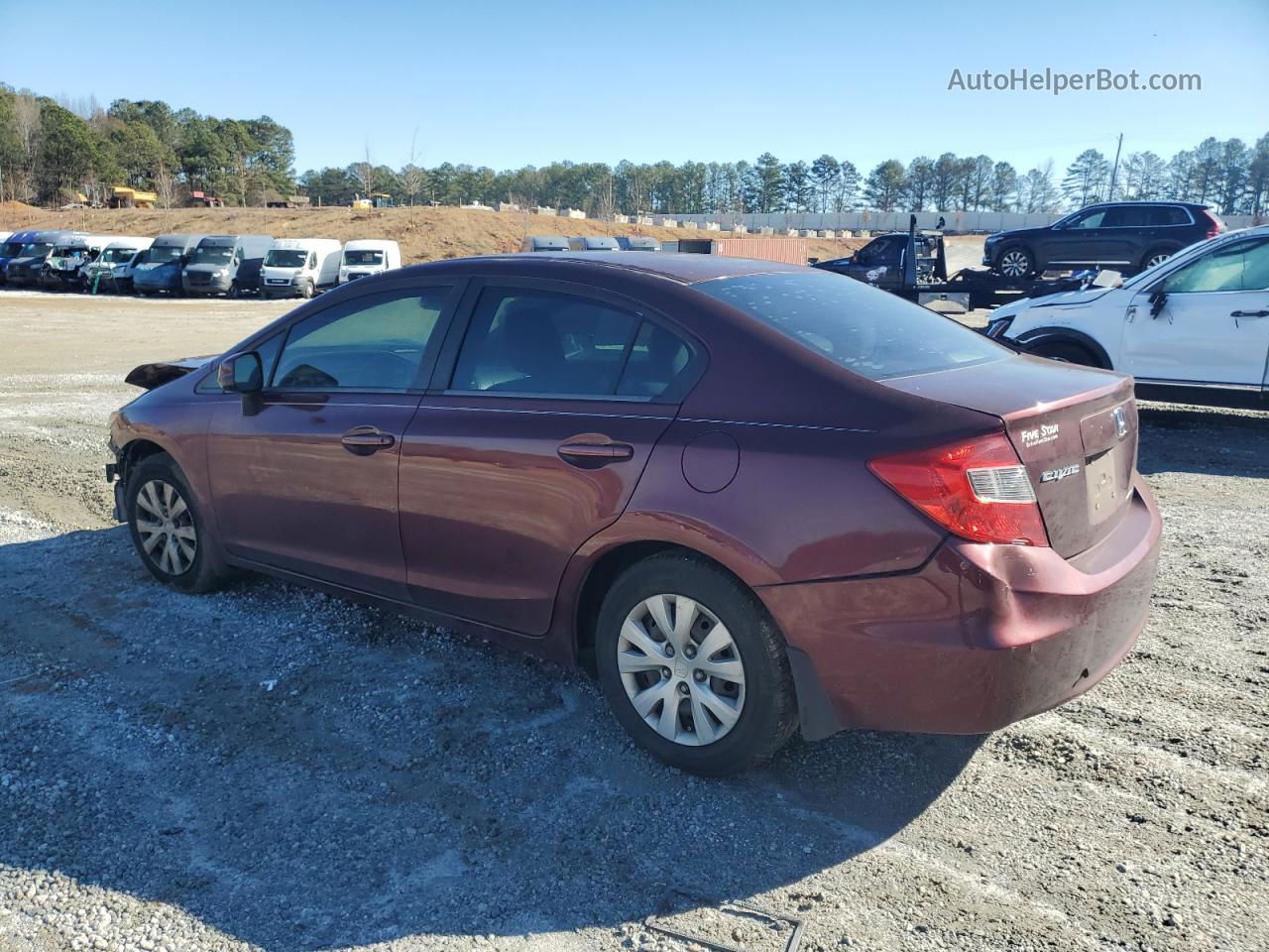 2012 Honda Civic Lx Burgundy vin: 19XFB2F59CE083751