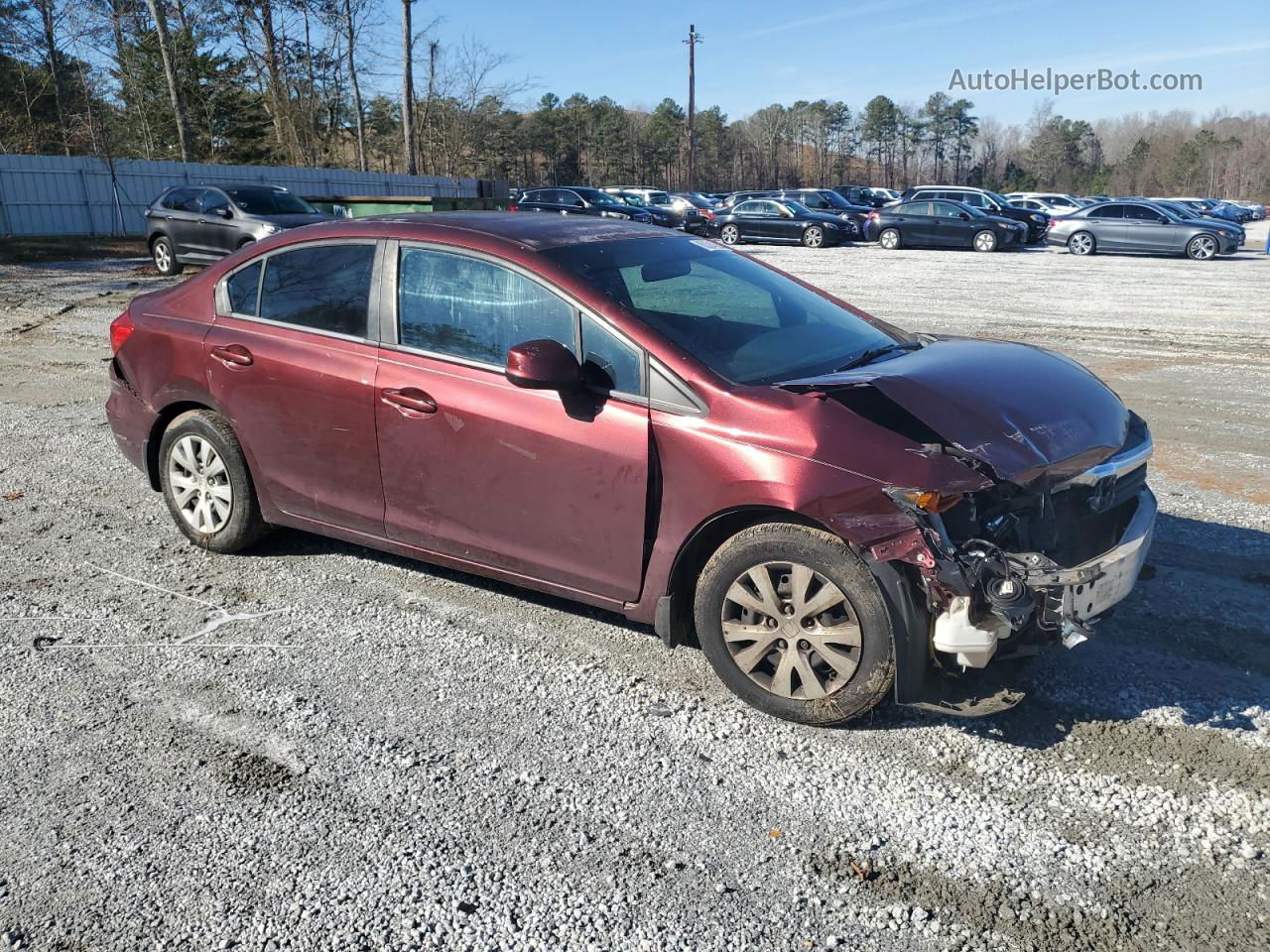 2012 Honda Civic Lx Burgundy vin: 19XFB2F59CE083751