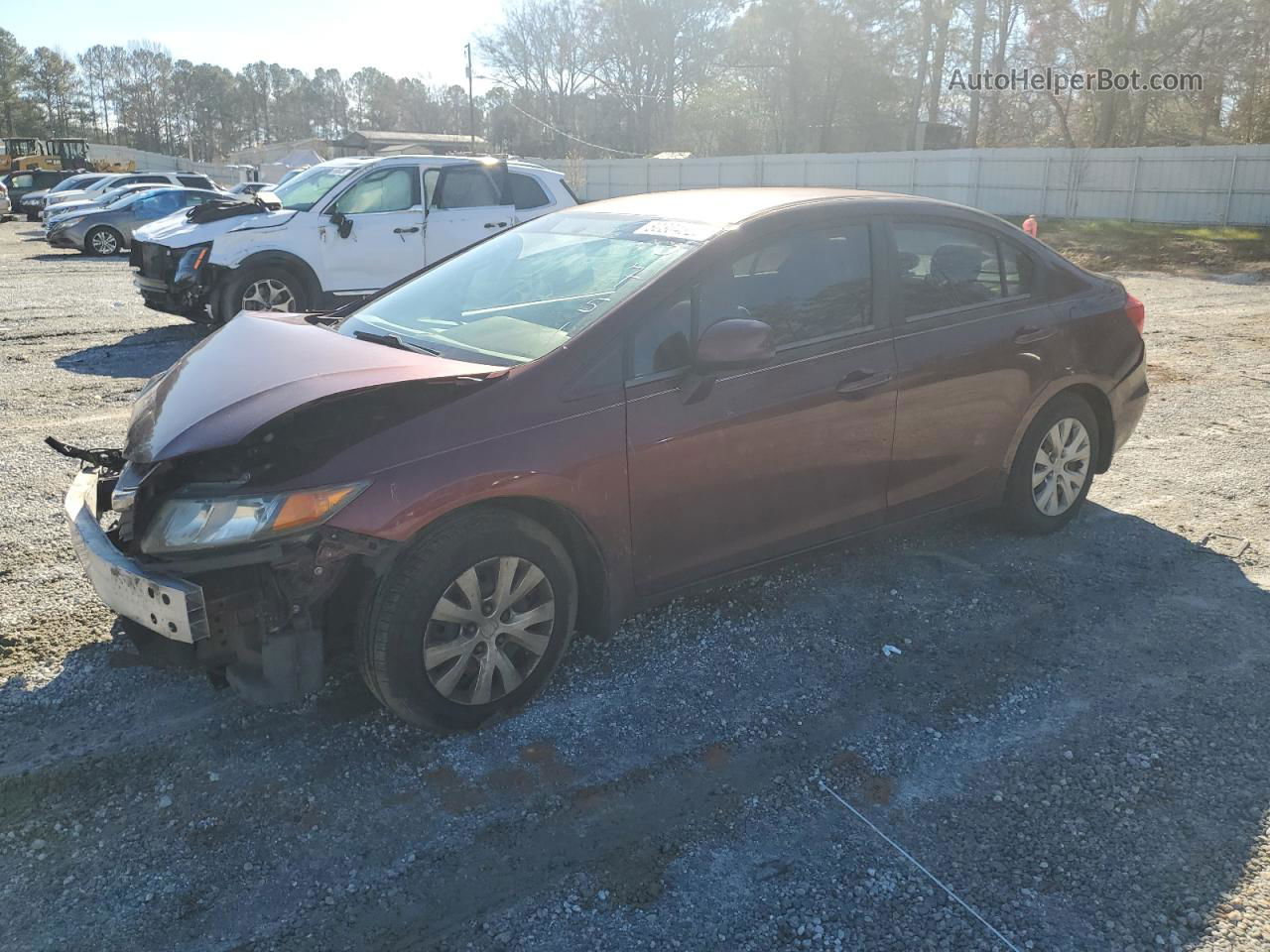 2012 Honda Civic Lx Burgundy vin: 19XFB2F59CE083751