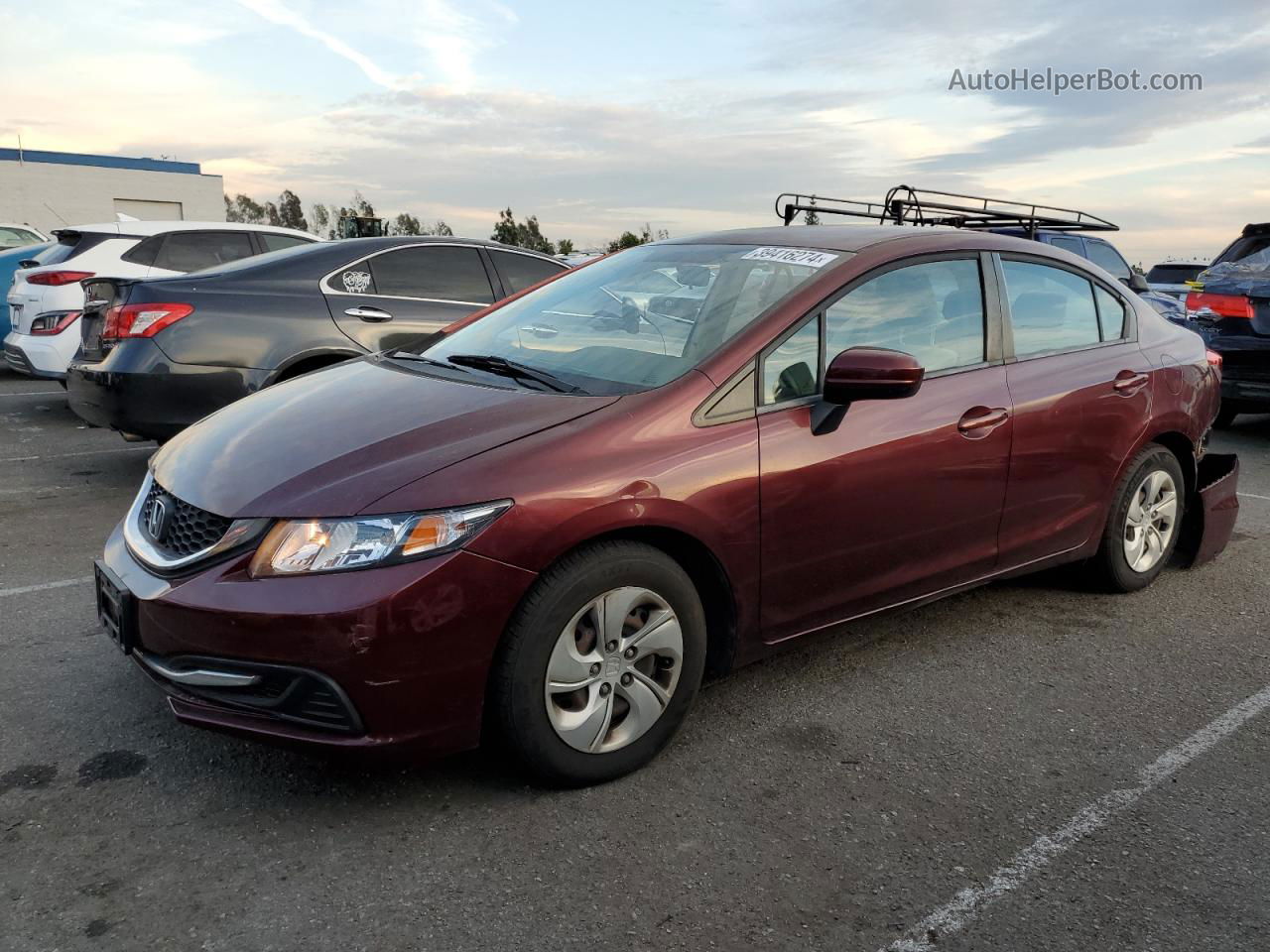 2014 Honda Civic Lx Burgundy vin: 19XFB2F59EE222960