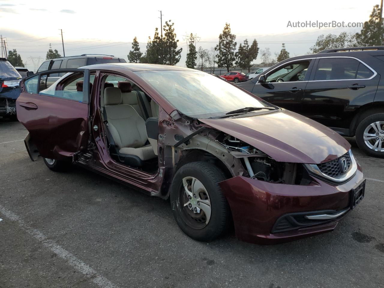 2014 Honda Civic Lx Burgundy vin: 19XFB2F59EE222960