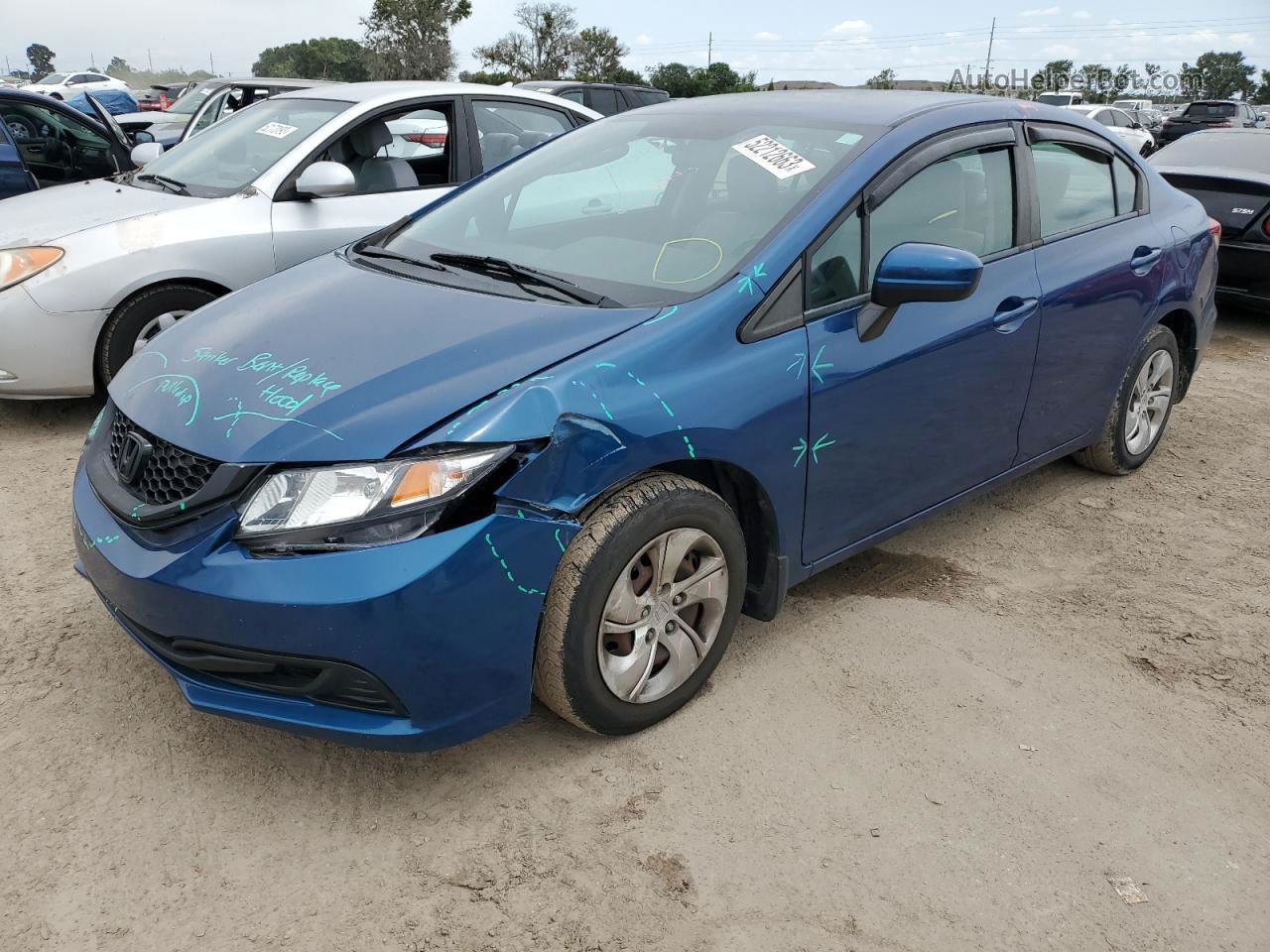 2014 Honda Civic Lx Синий vin: 19XFB2F59EE262844