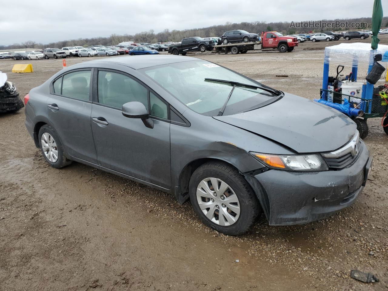 2012 Honda Civic Lx Gray vin: 19XFB2F5XCE023574