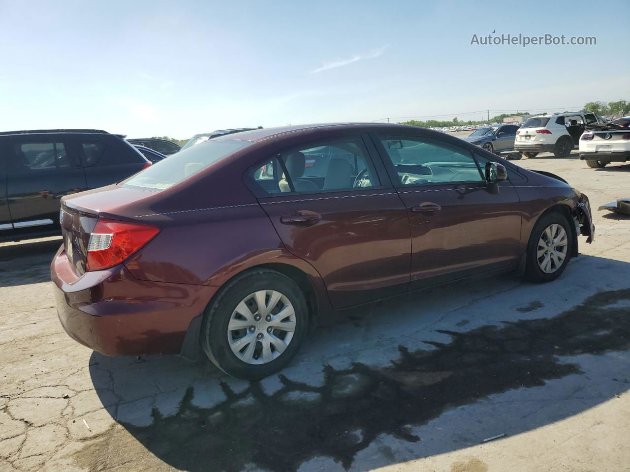 2012 Honda Civic Lx Burgundy vin: 19XFB2F5XCE052590