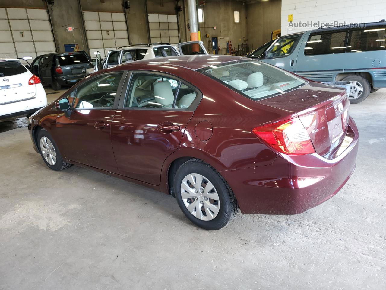 2012 Honda Civic Lx Burgundy vin: 19XFB2F5XCE347804